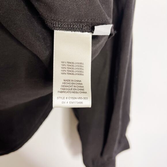 New Evereve Cloth & Stone Small S Black Button Front Blouse Long Sleeve Lyocell - Picture 7 of 8